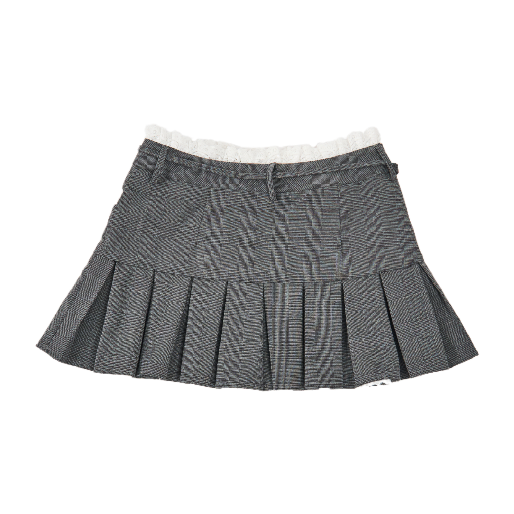 GG Grey Lace Trimmed Mini Flared Skirt