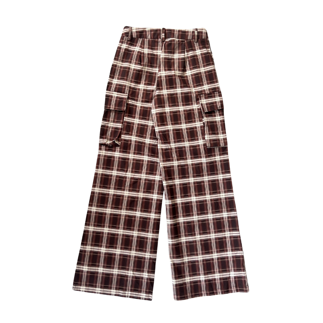 Girl'sGirl Brown Plaid Wide-Leg Pants