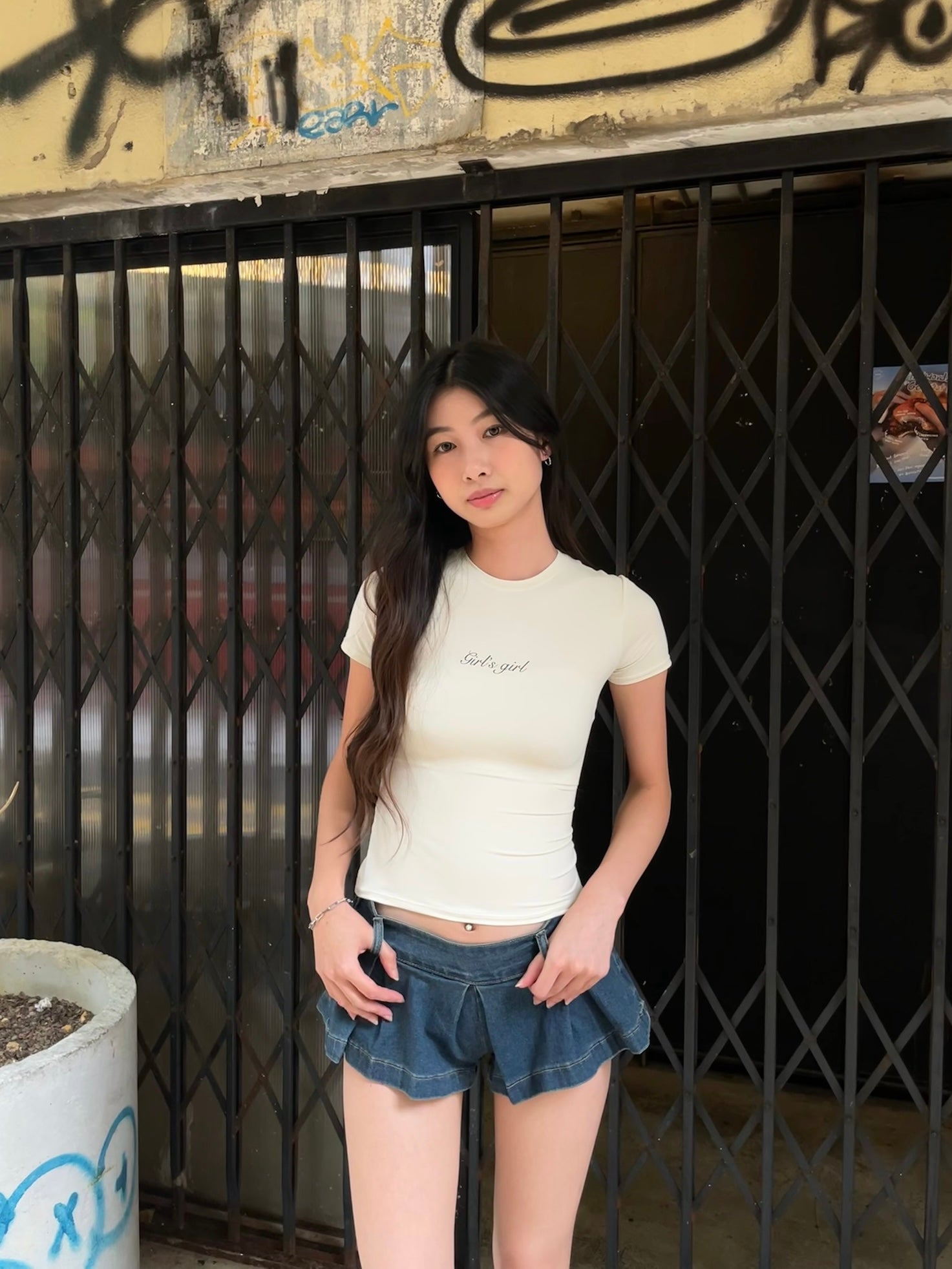 Girl'sGirl Beige Slim Fit Basic Top