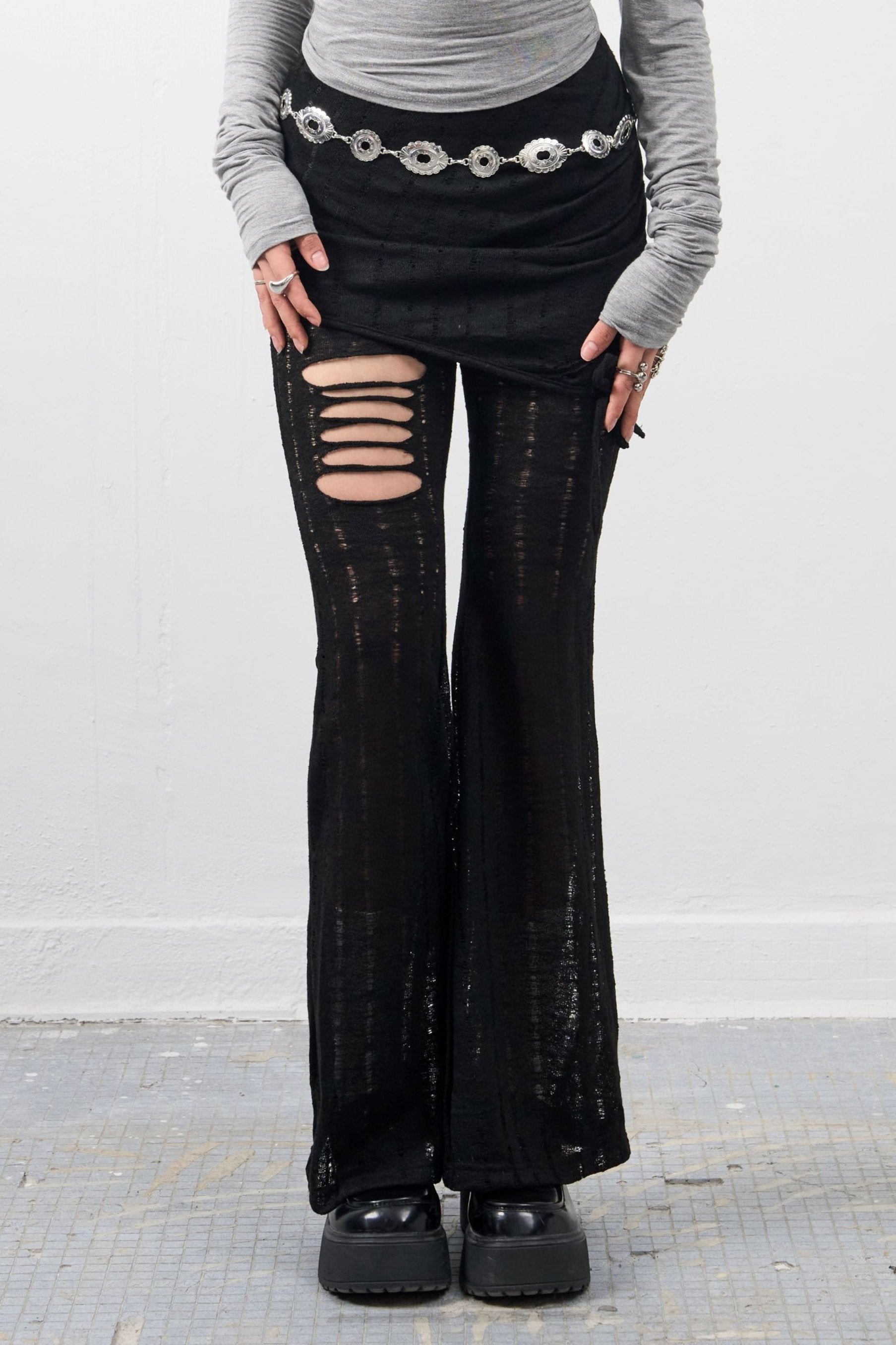 Girl'sGirl Lace Wide-Leg Flared Pants