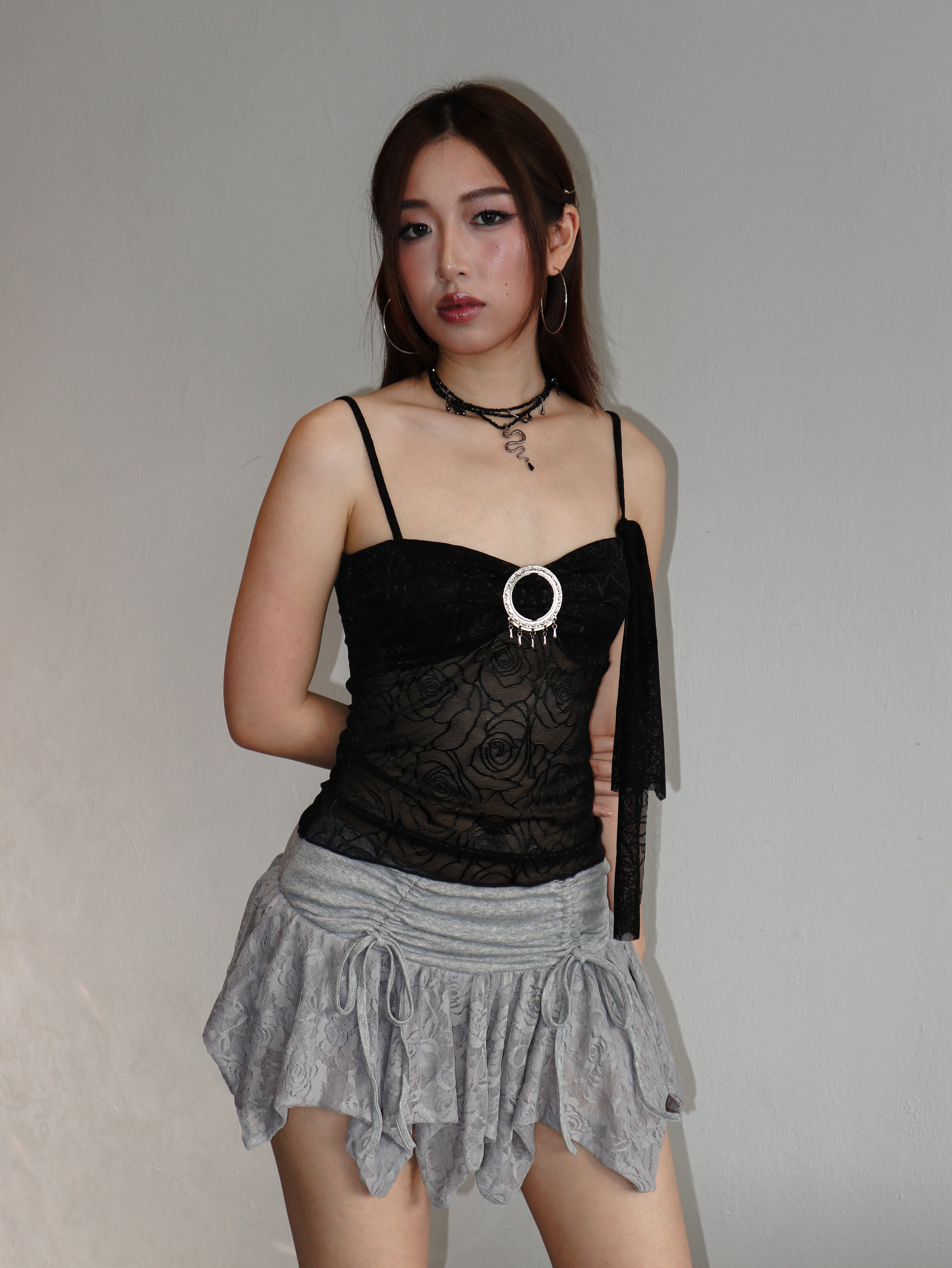 Black Floral Lace Bandeau Camisole