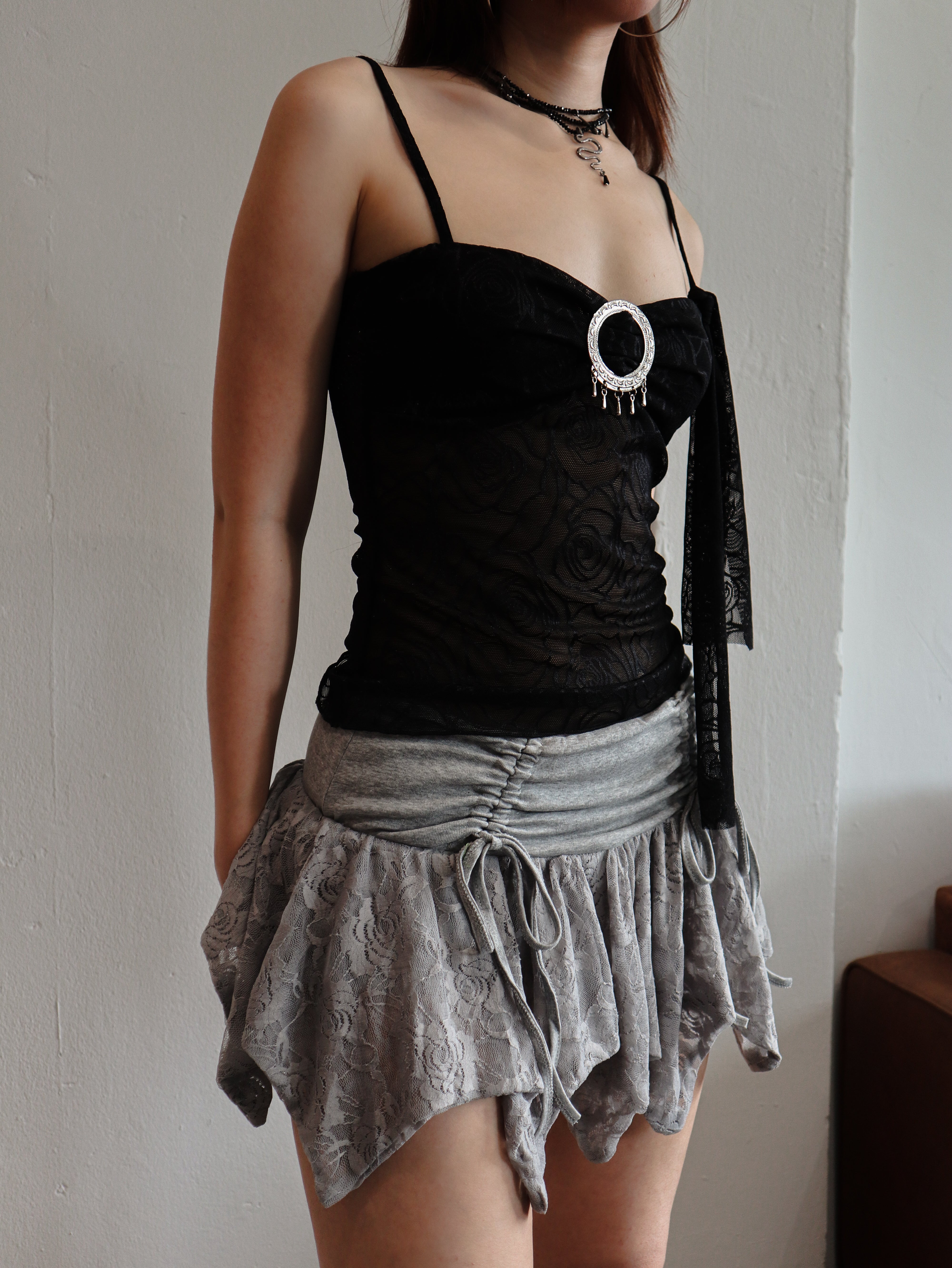 Black Floral Lace Bandeau Camisole