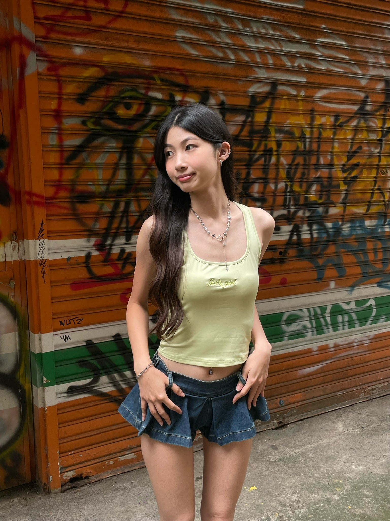 Girl'sGirl Olive Green Basic Tank Top