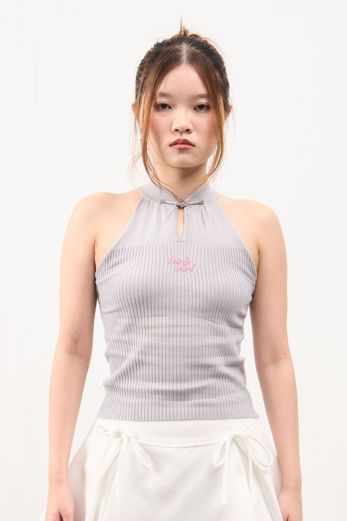 GG CNY Grey Bow Front Tank Top