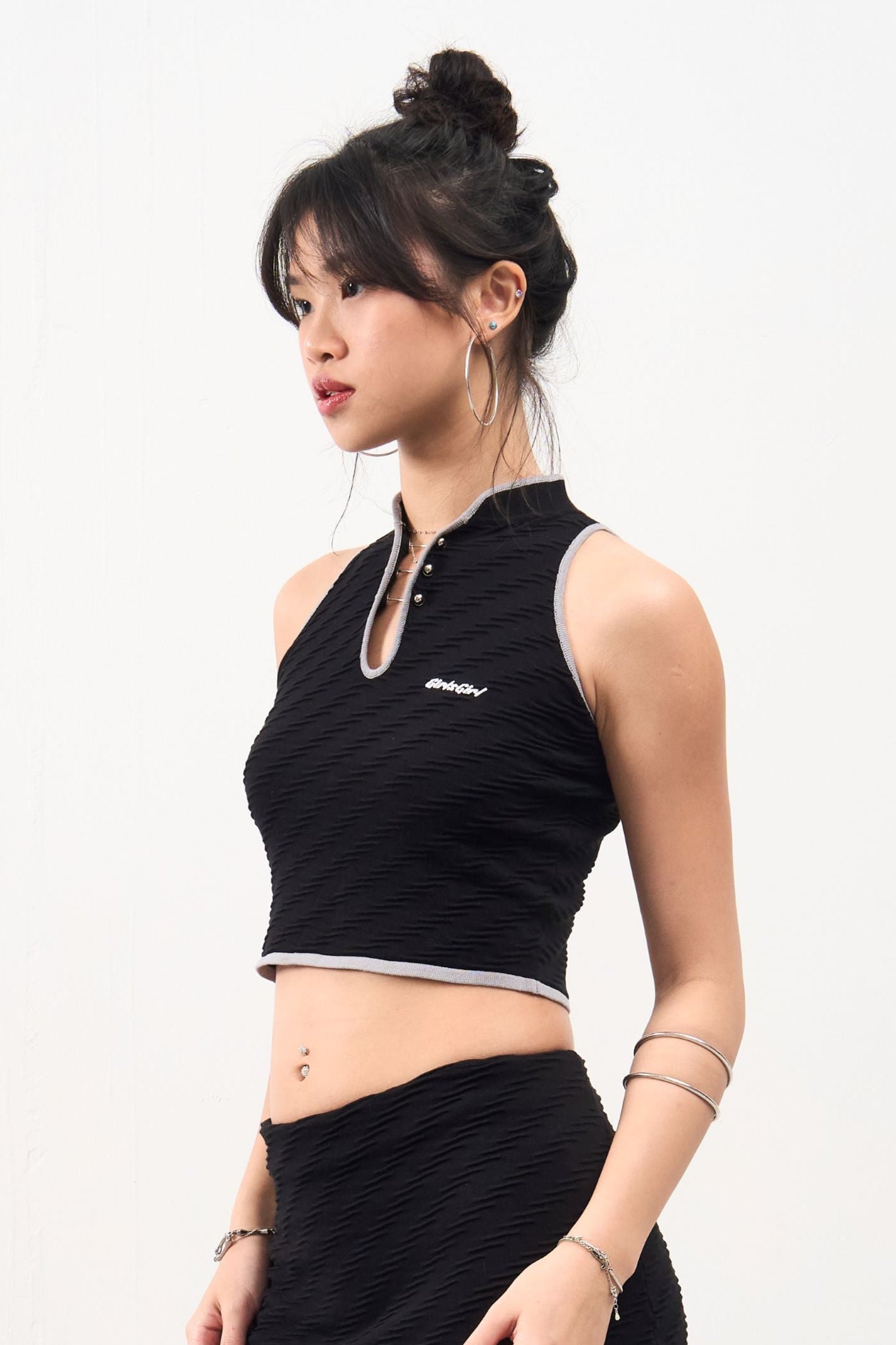 GG CNY Black Chinese Retro Crop Top