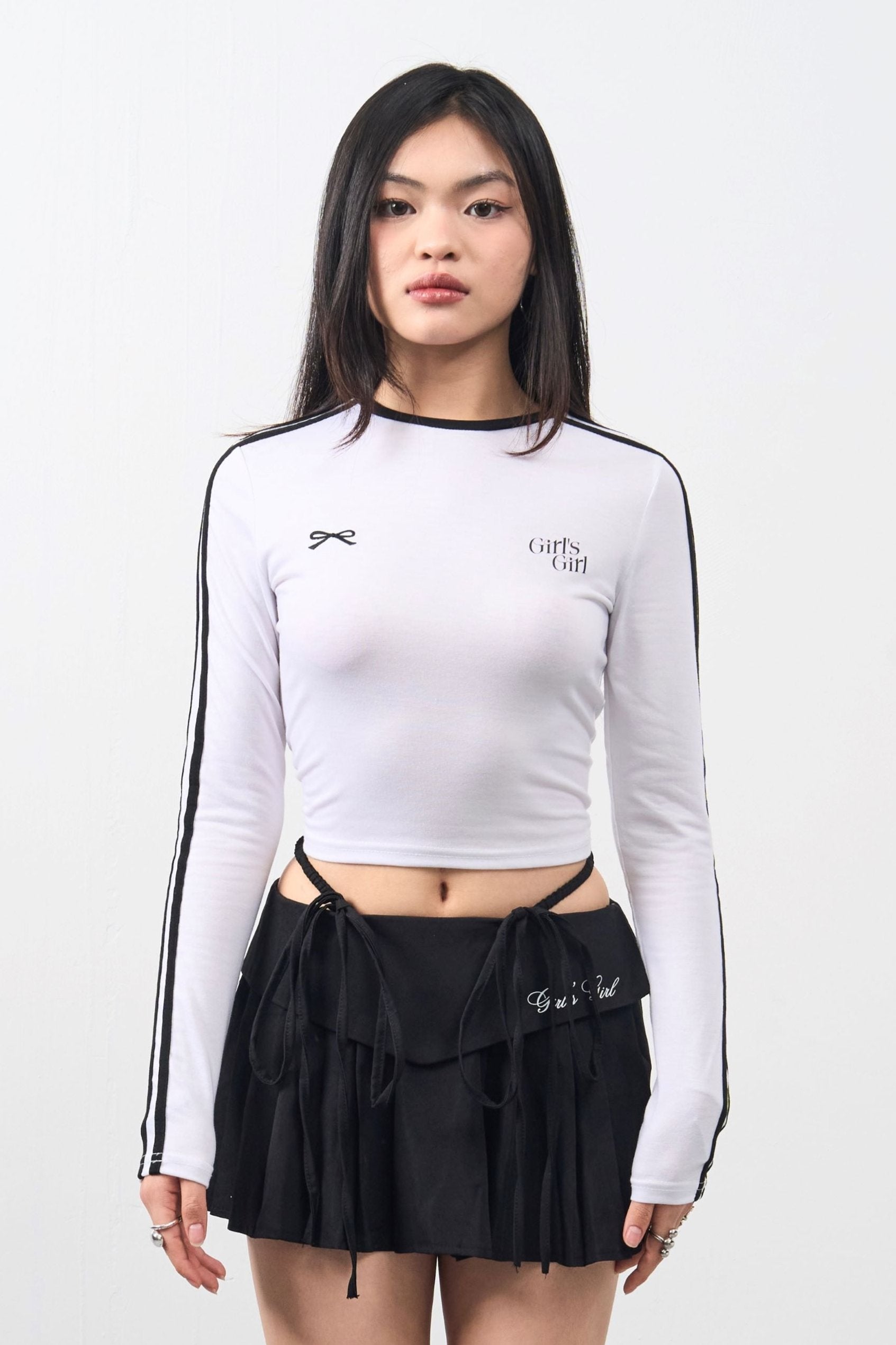 Girl'sGirl Striped White Long Sleeves