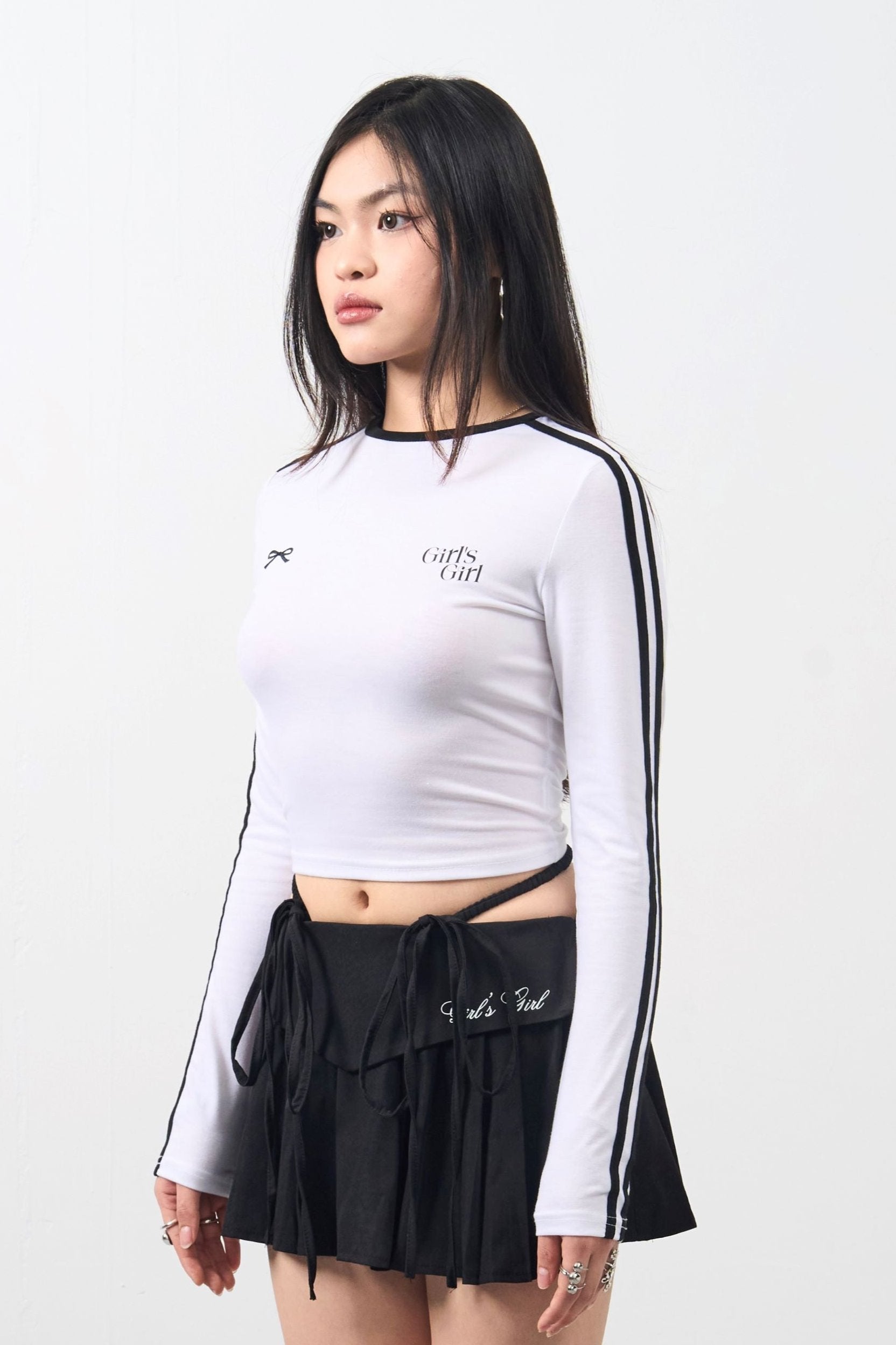 Girl'sGirl Striped White Long Sleeves