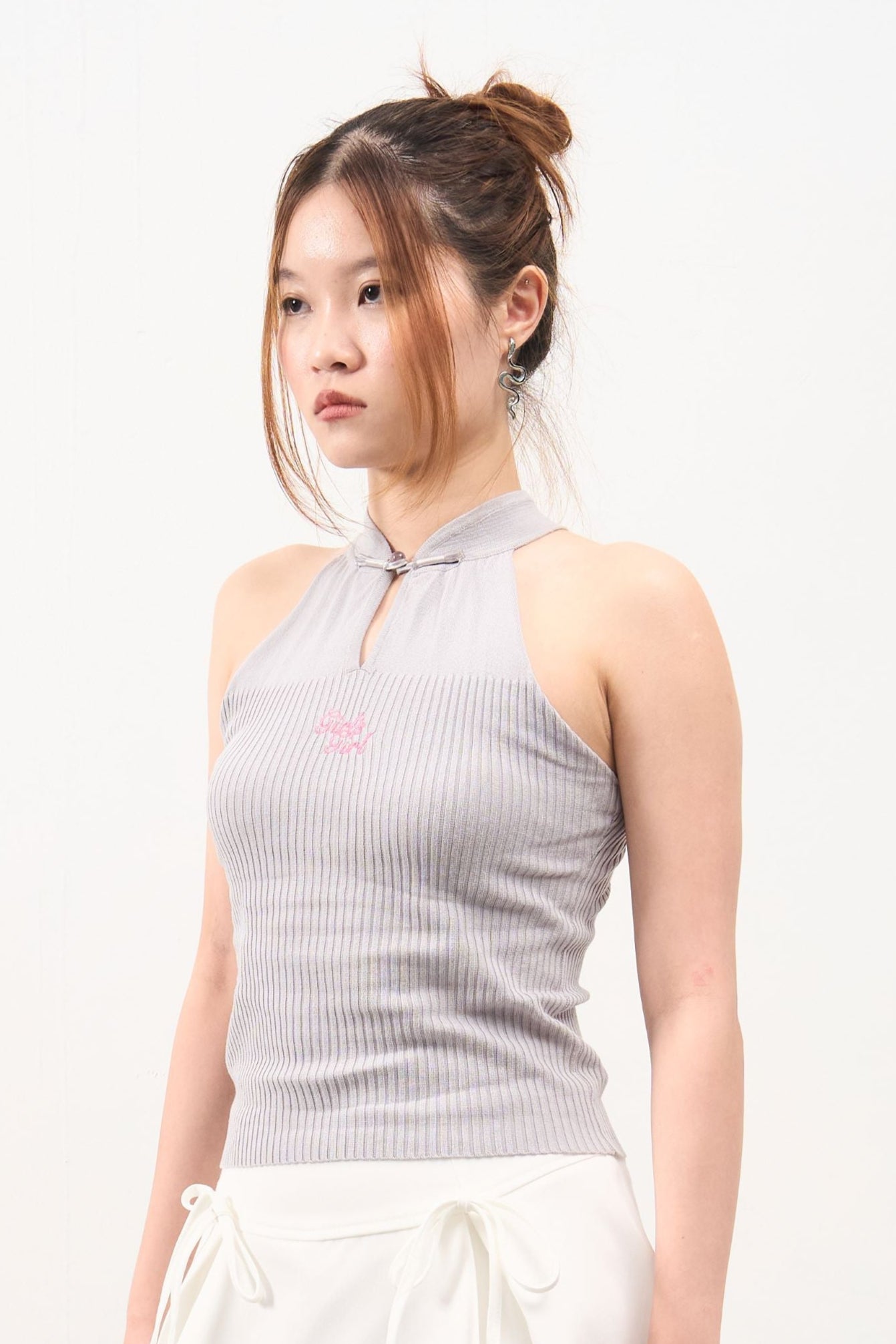 GG CNY Grey Bow Front Tank Top