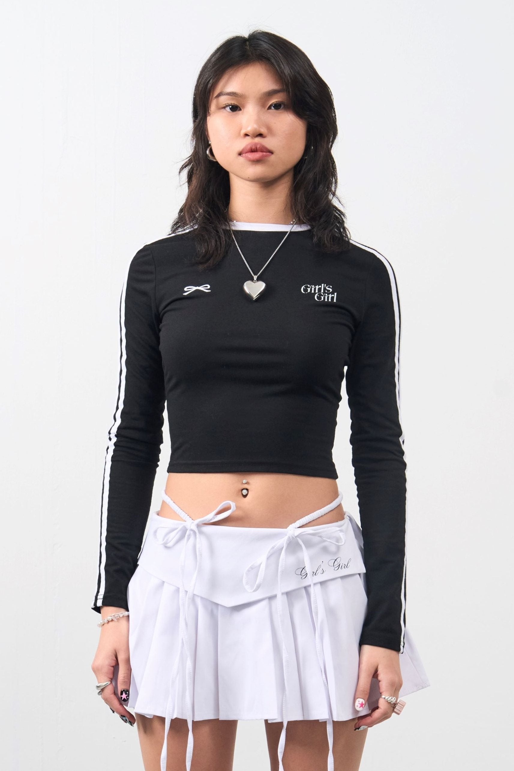 Girl'sGirl Striped Black Long Sleeves