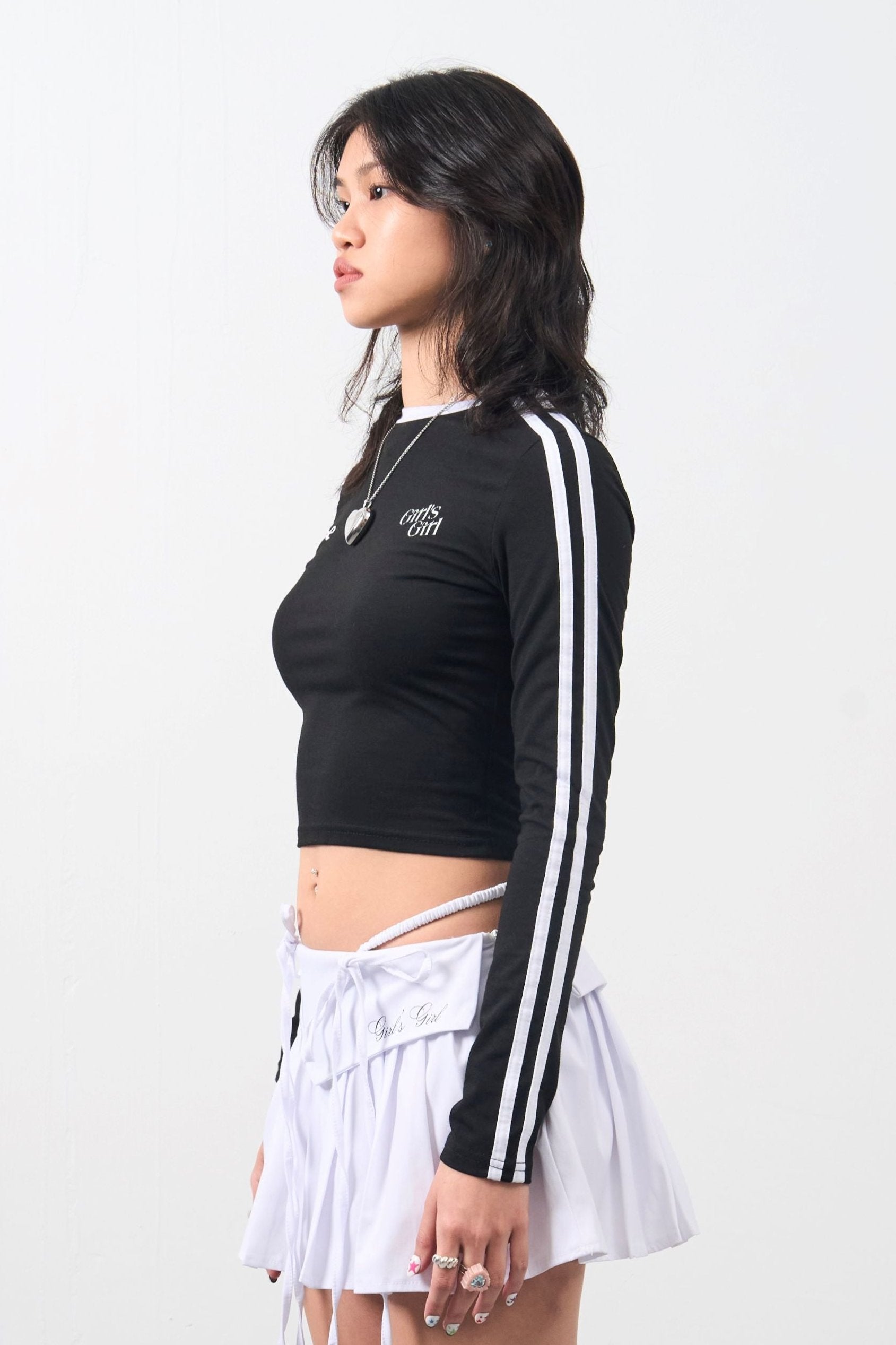 Girl'sGirl Striped Black Long Sleeves