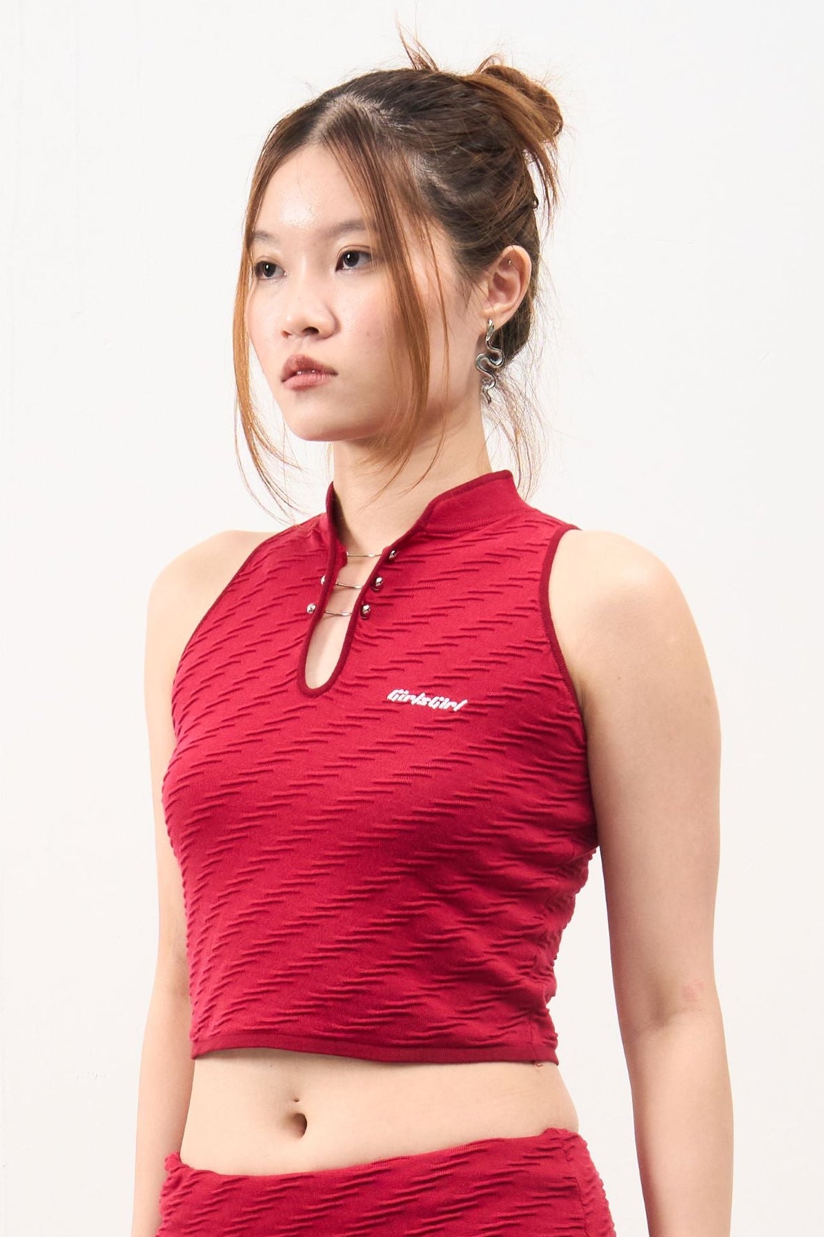 GG CNY Red Chinese Retro Crop Top