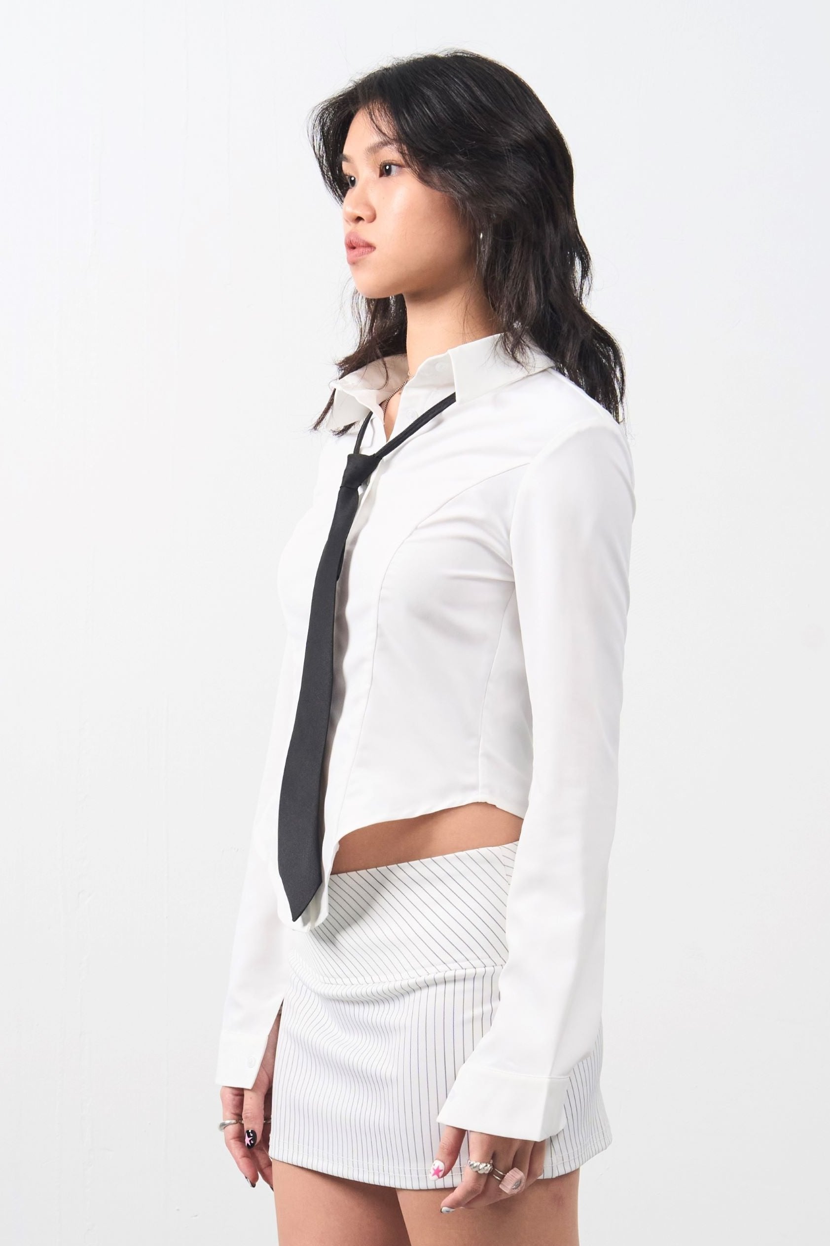 Girl'sGirl Solid Black Tie Shirt