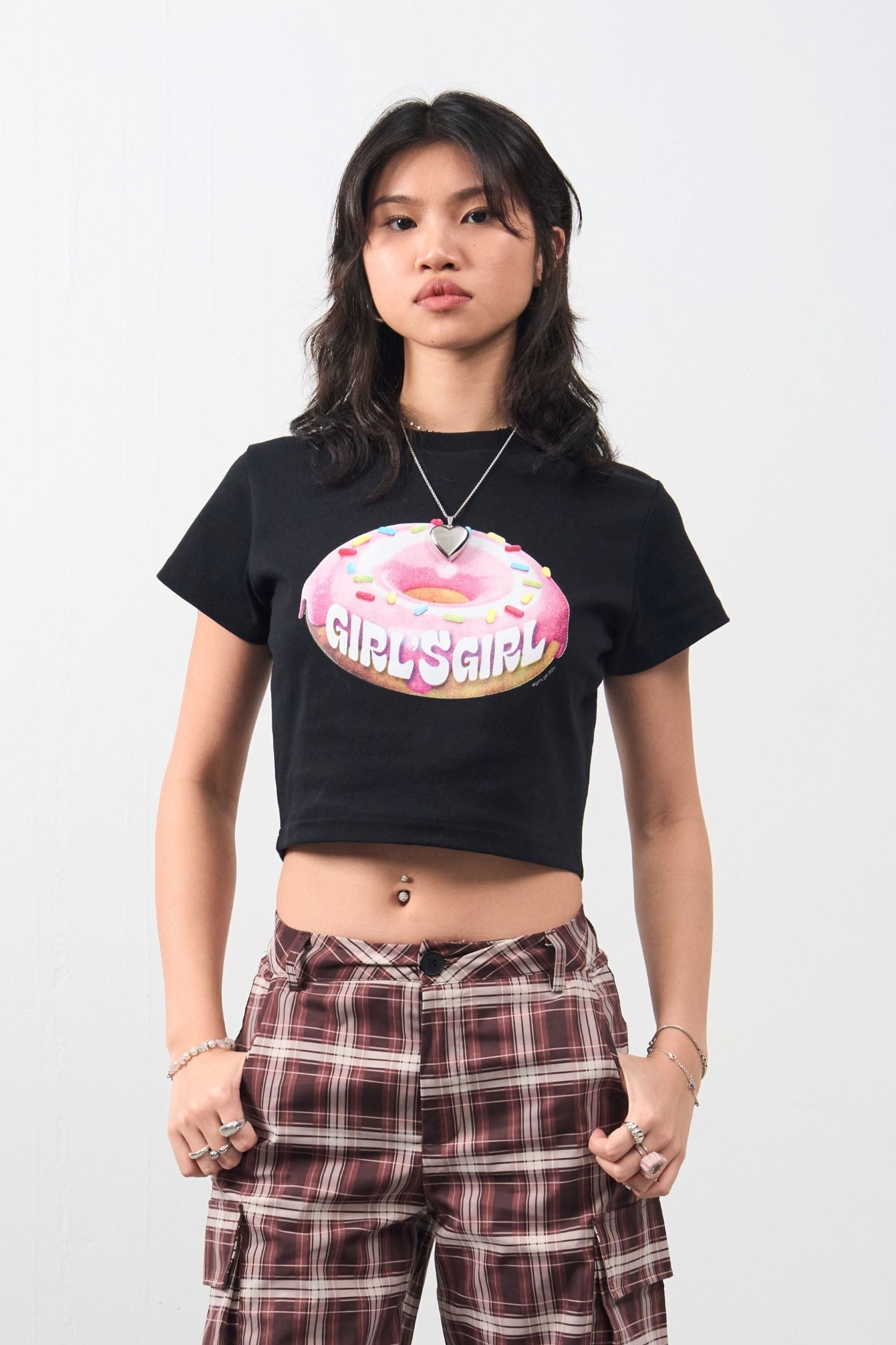 Girl'sGirl Doughnut Black Crop Top
