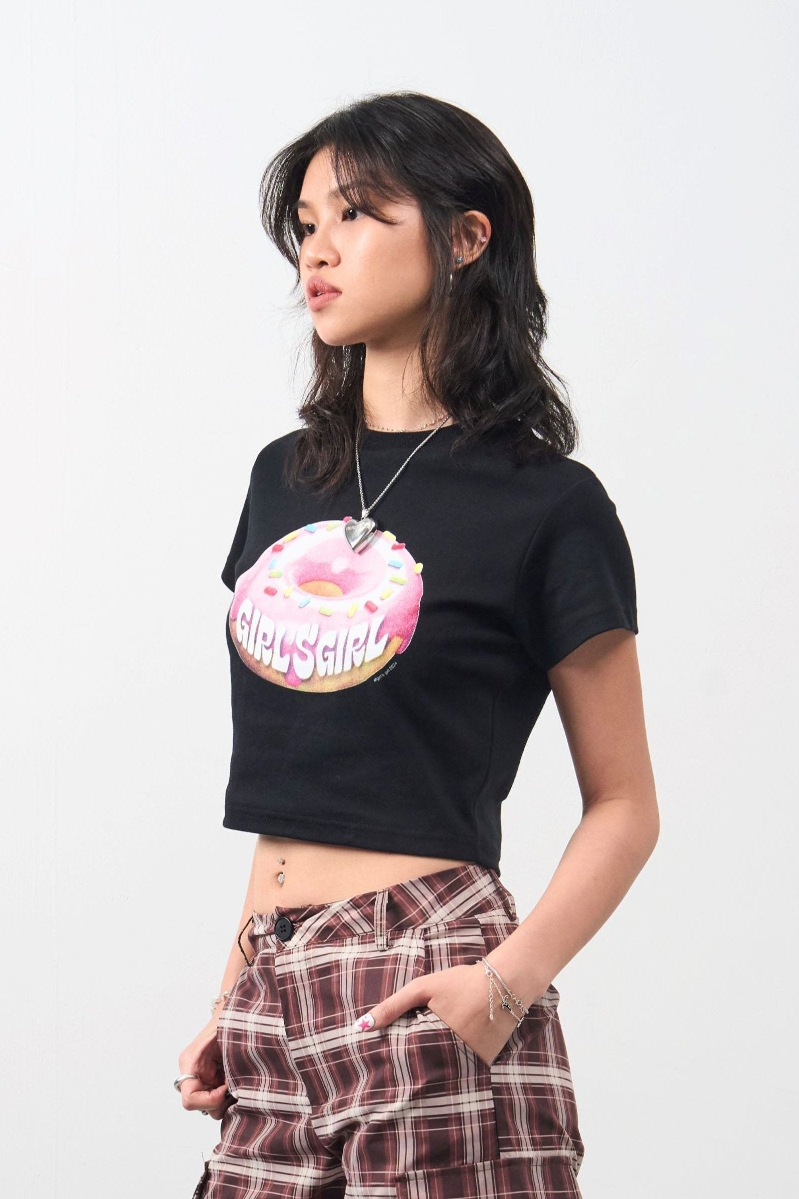 Girl'sGirl Doughnut Black Crop Top