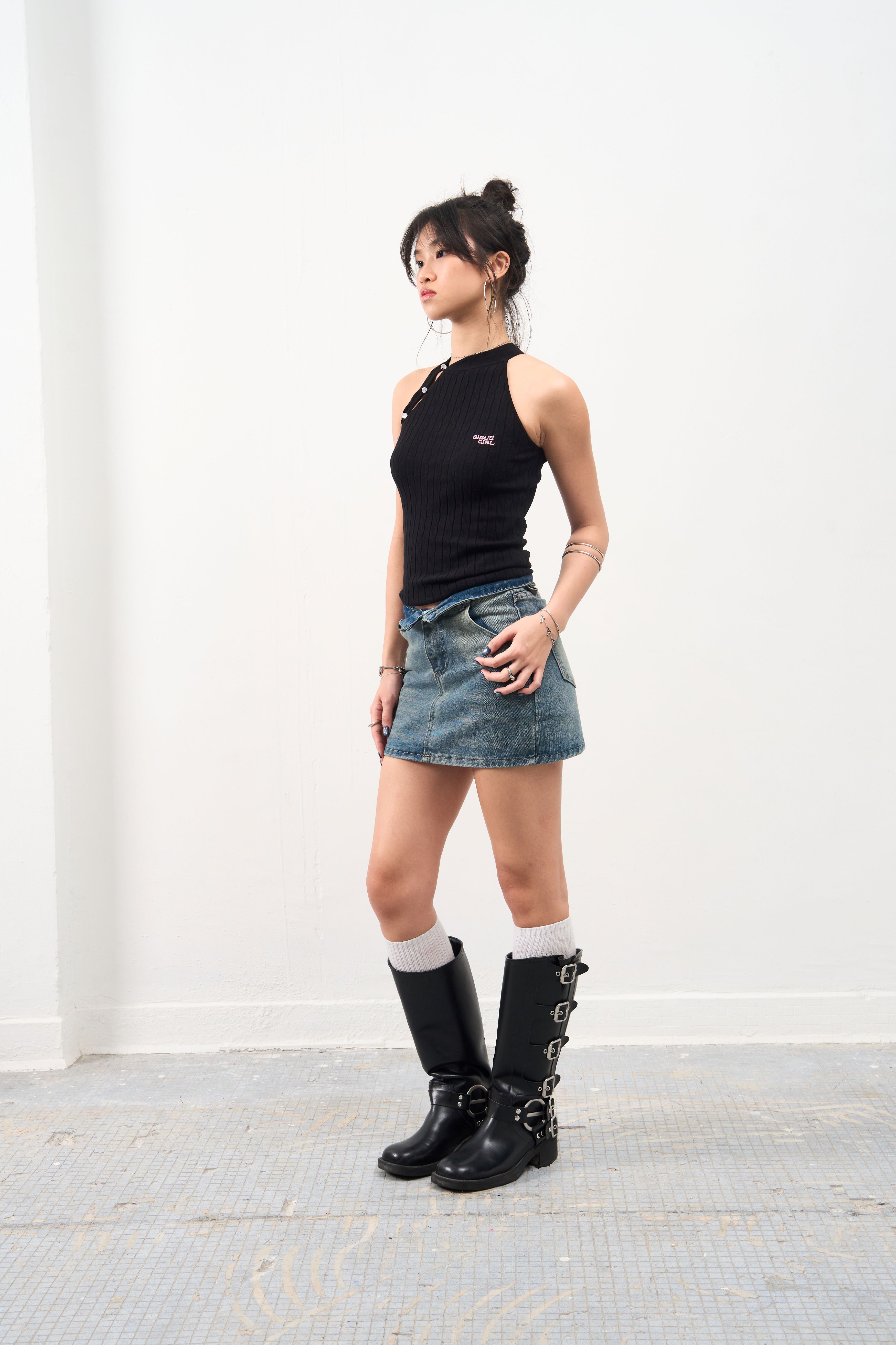 GG CNY Slim Fit Denim Mini Skirt