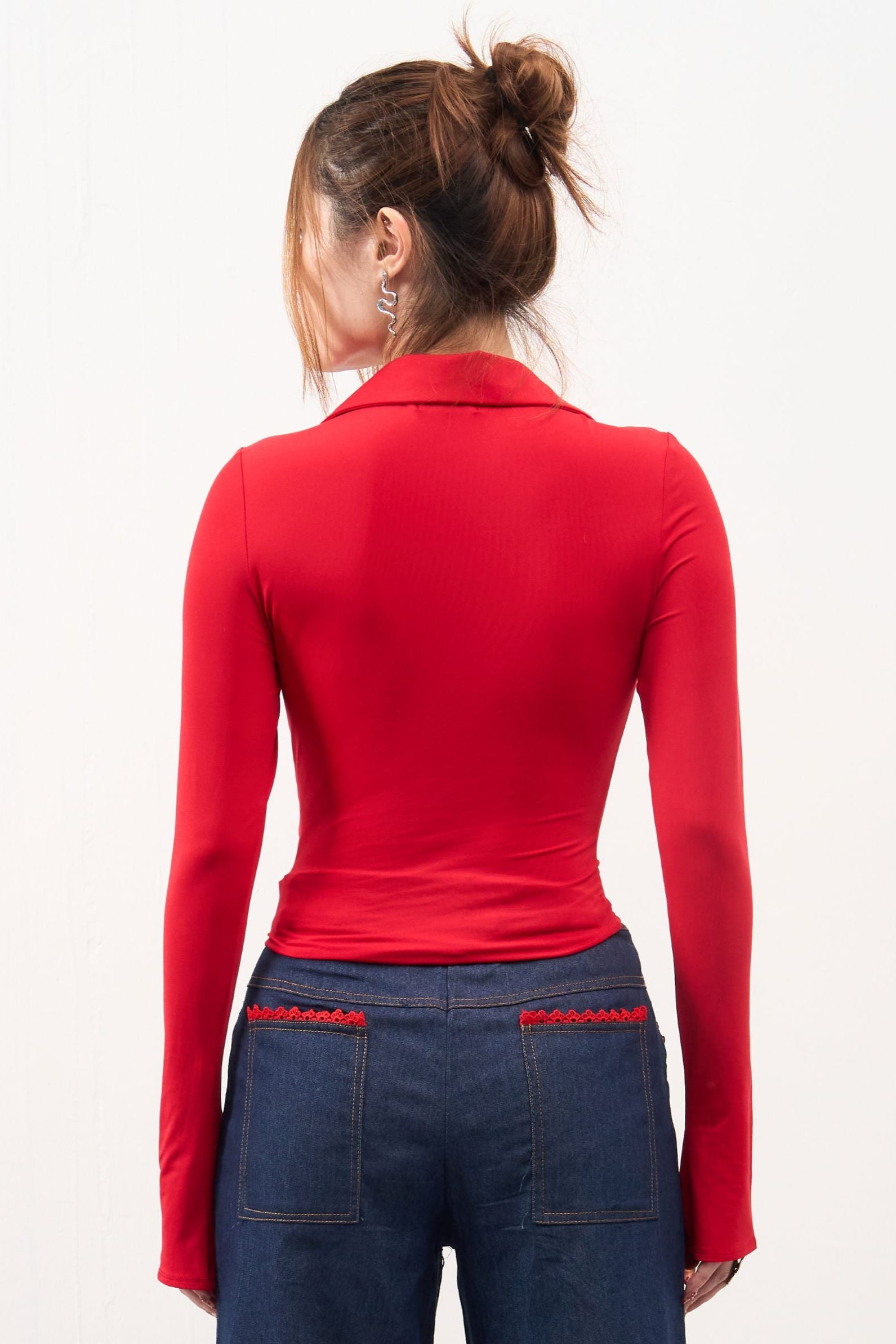 GG CNY Long Sleeves V-Neck Slim Fit Top