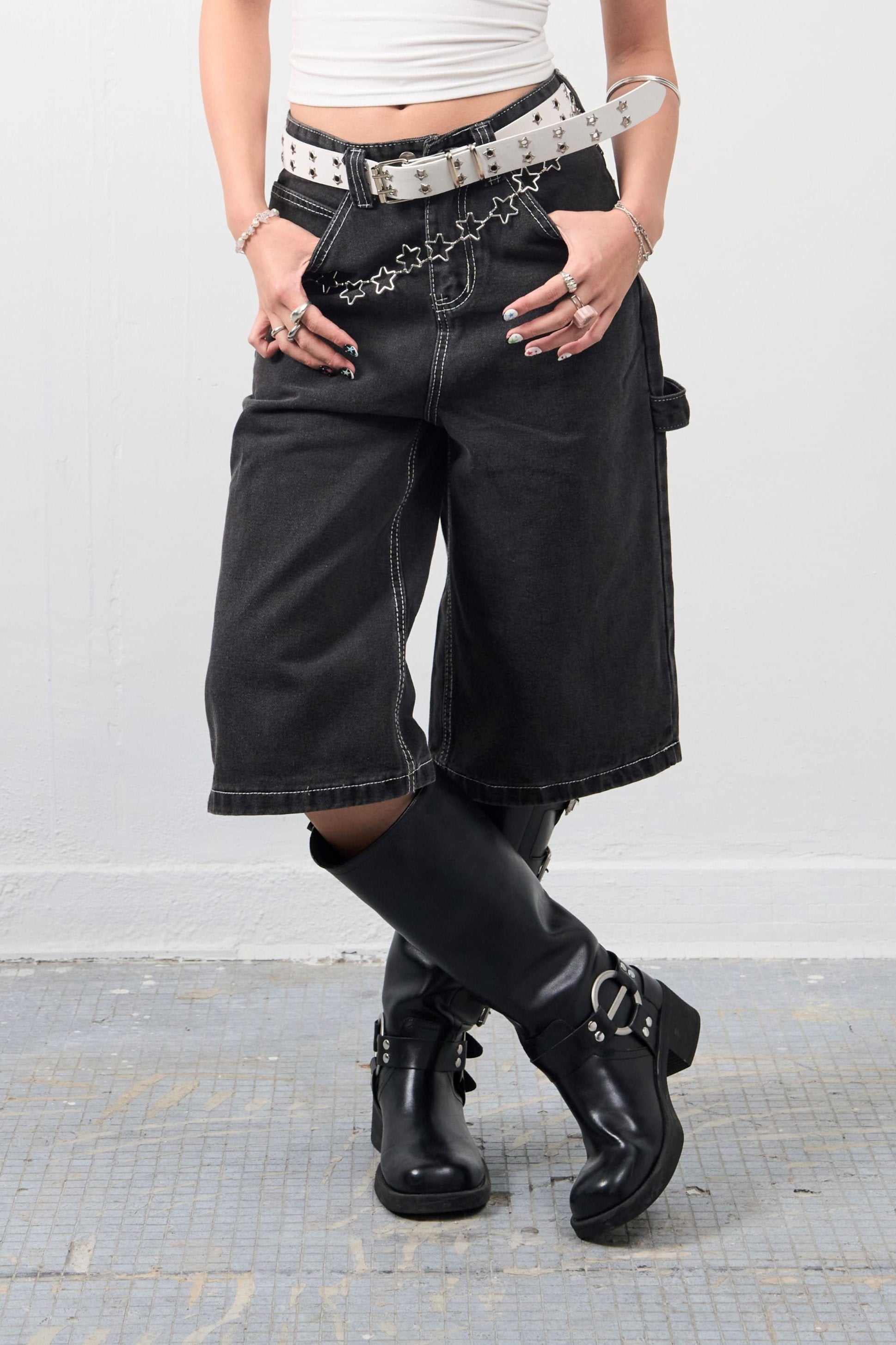Girl'sGirl Charcoal Denim Jorts