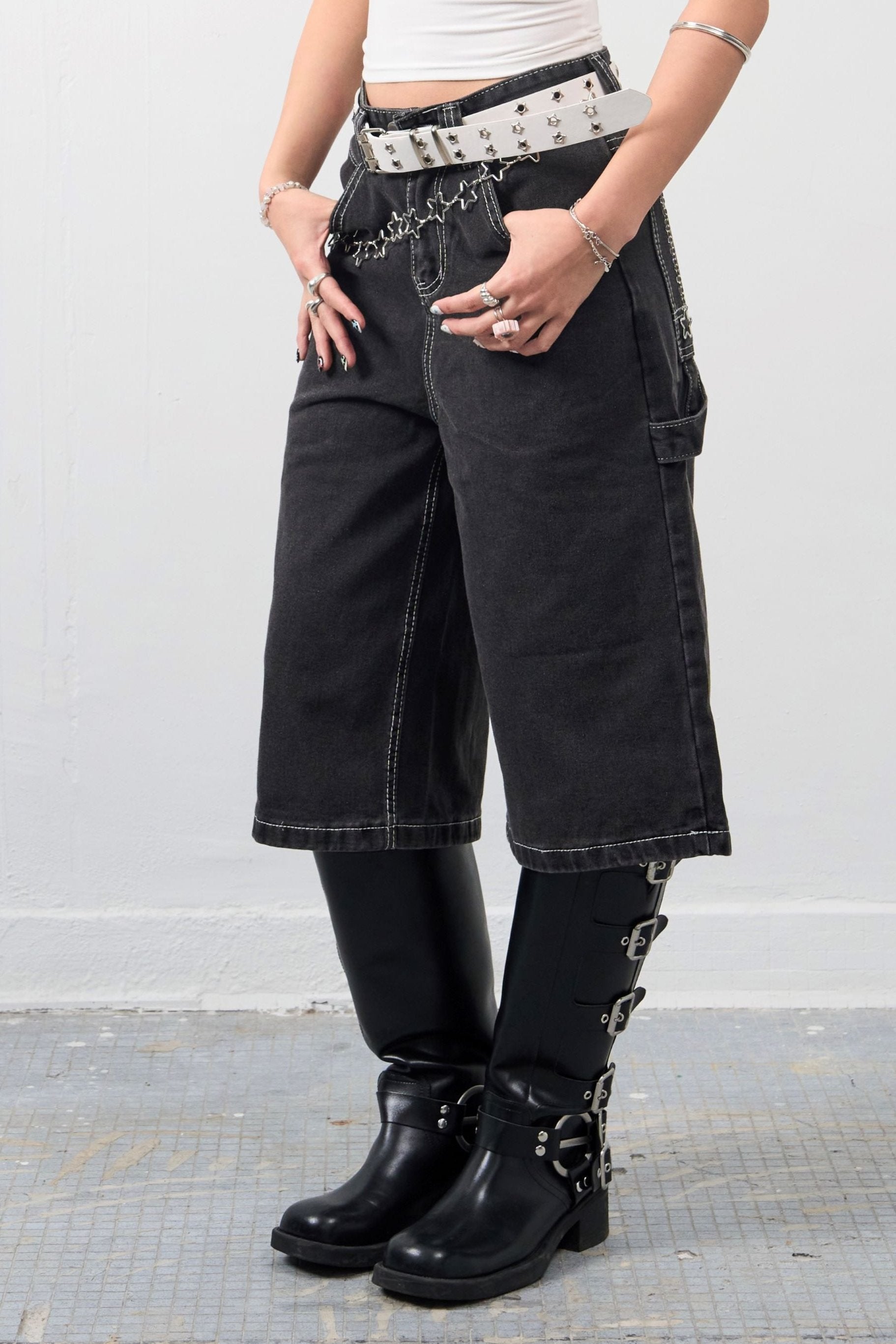 Girl'sGirl Charcoal Denim Jorts