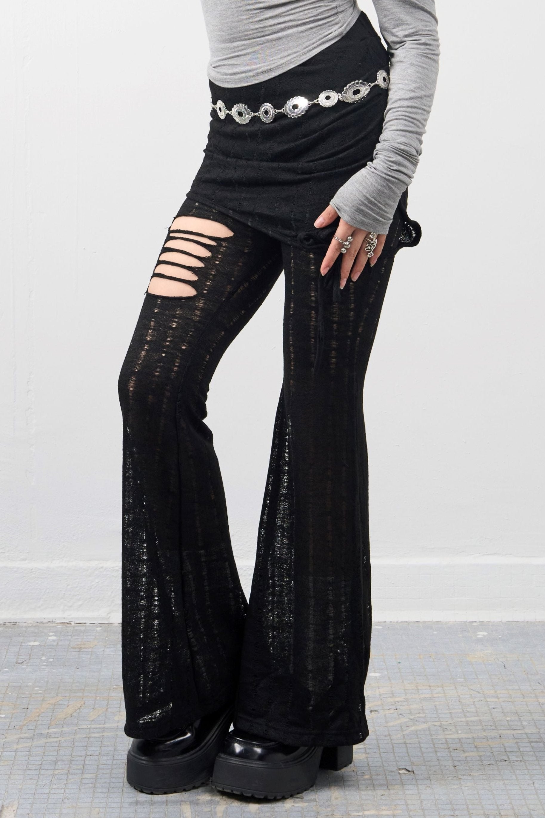 Girl'sGirl Lace Wide-Leg Flared Pants
