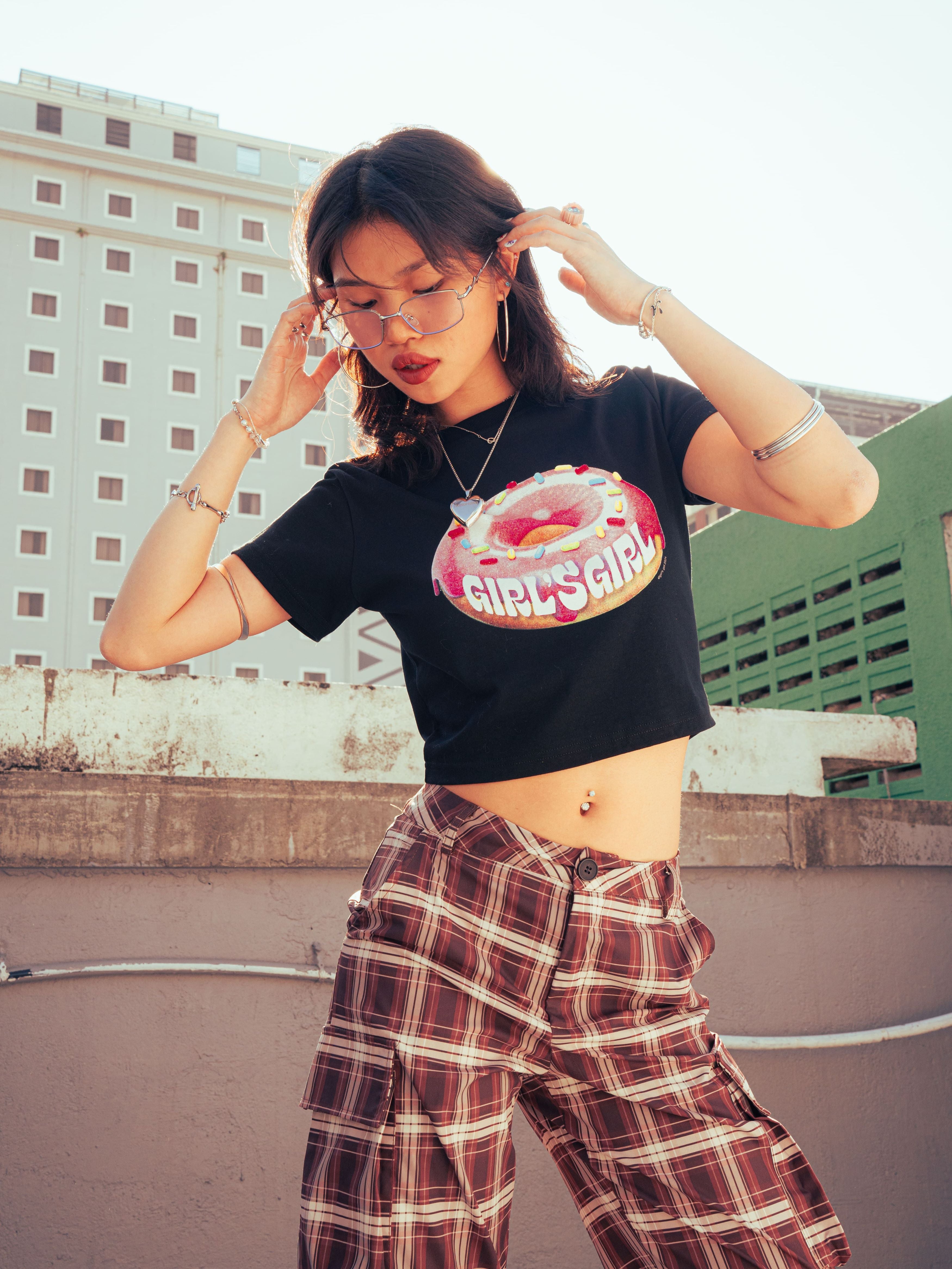 Girl'sGirl Doughnut Black Crop Top