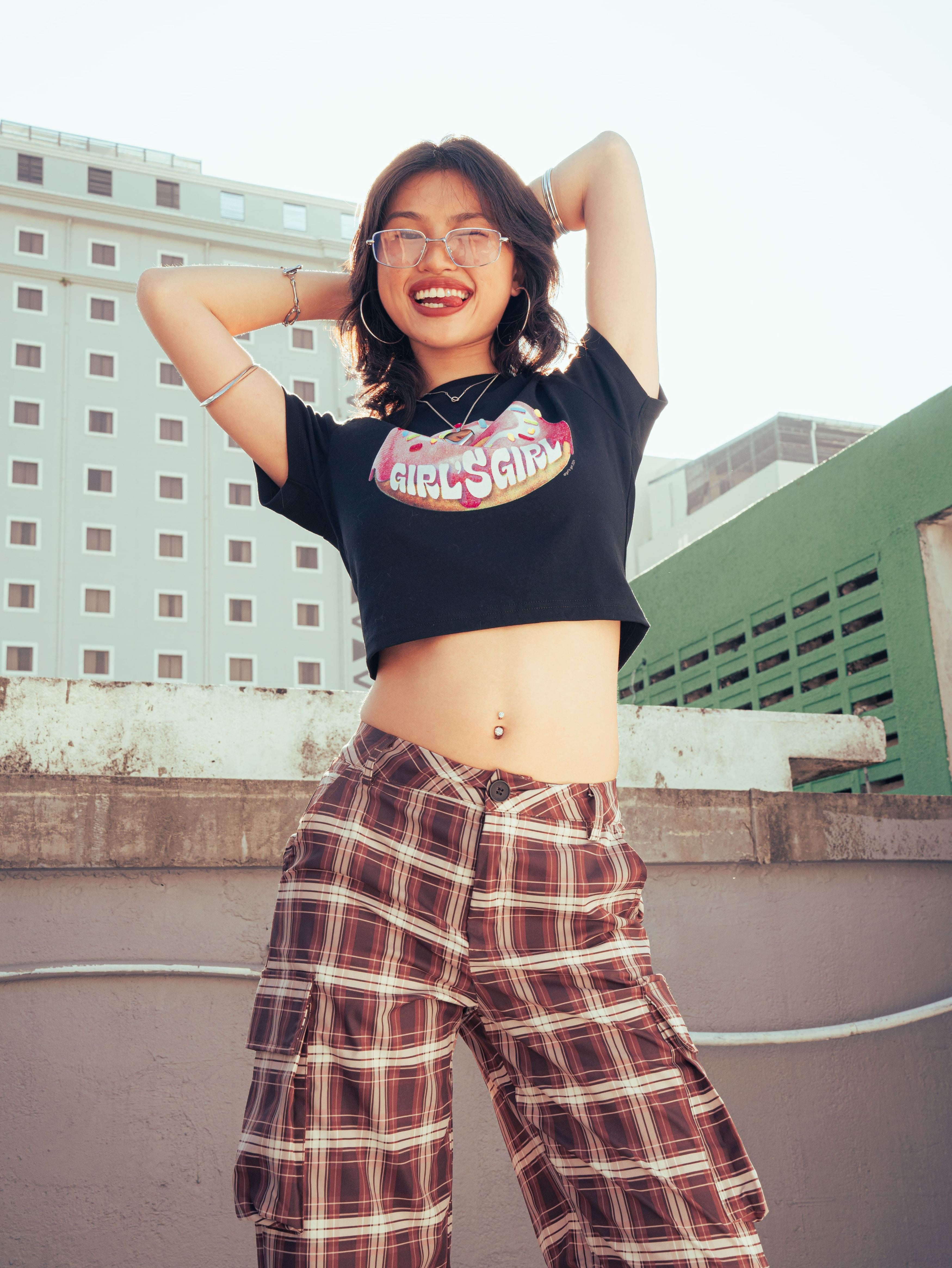 Girl'sGirl Doughnut Black Crop Top