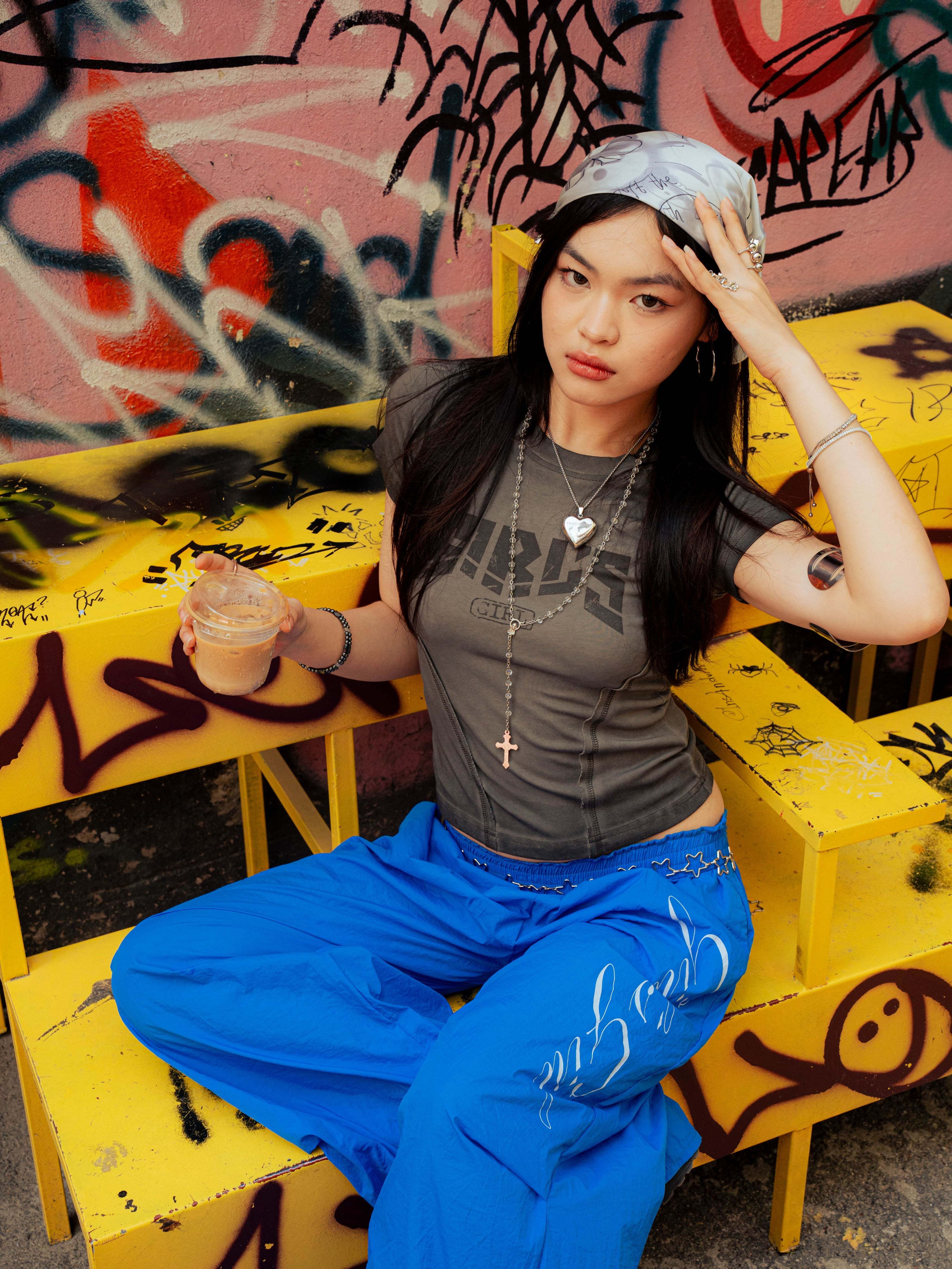 Girl'sGirl Greyish Black Basic Top