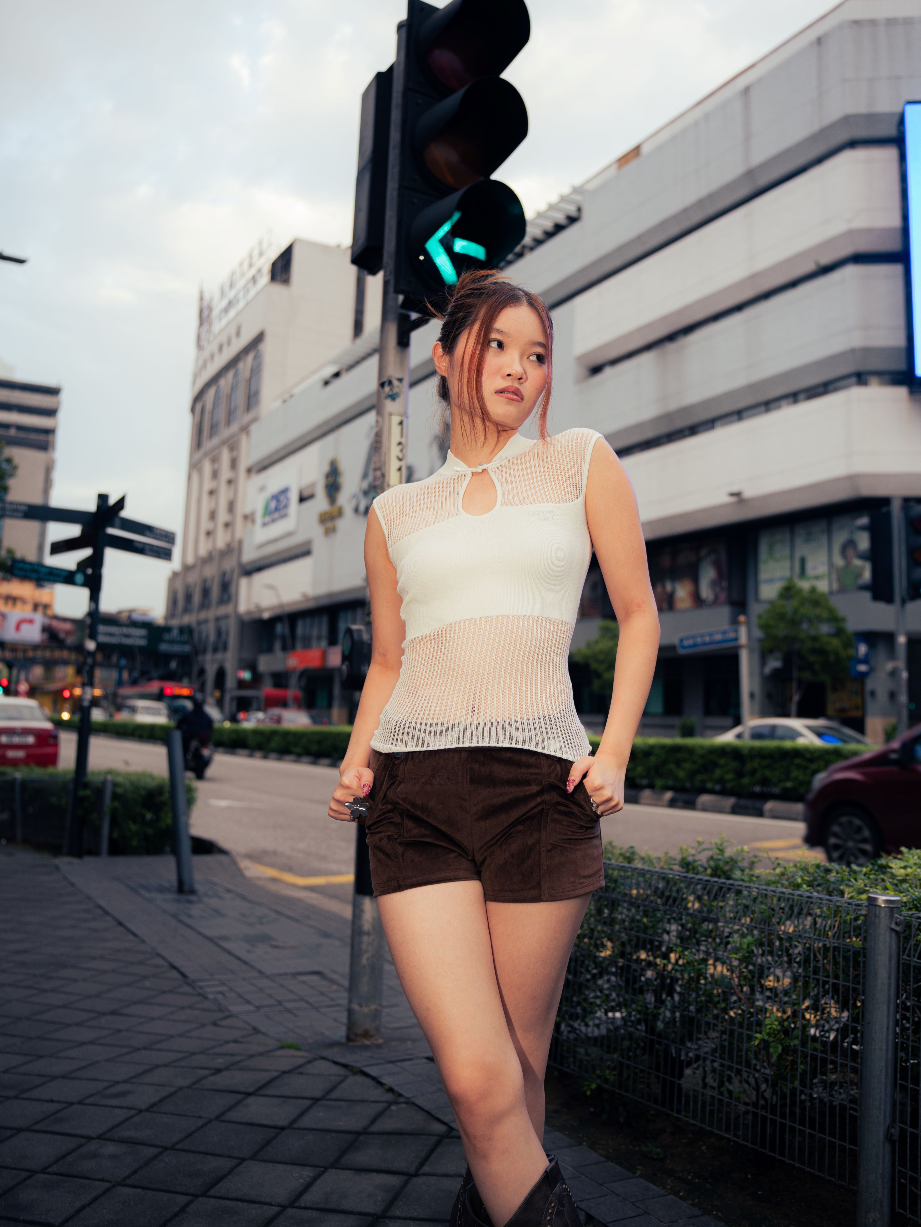 GG CNY White Knitted Sleeveless Top