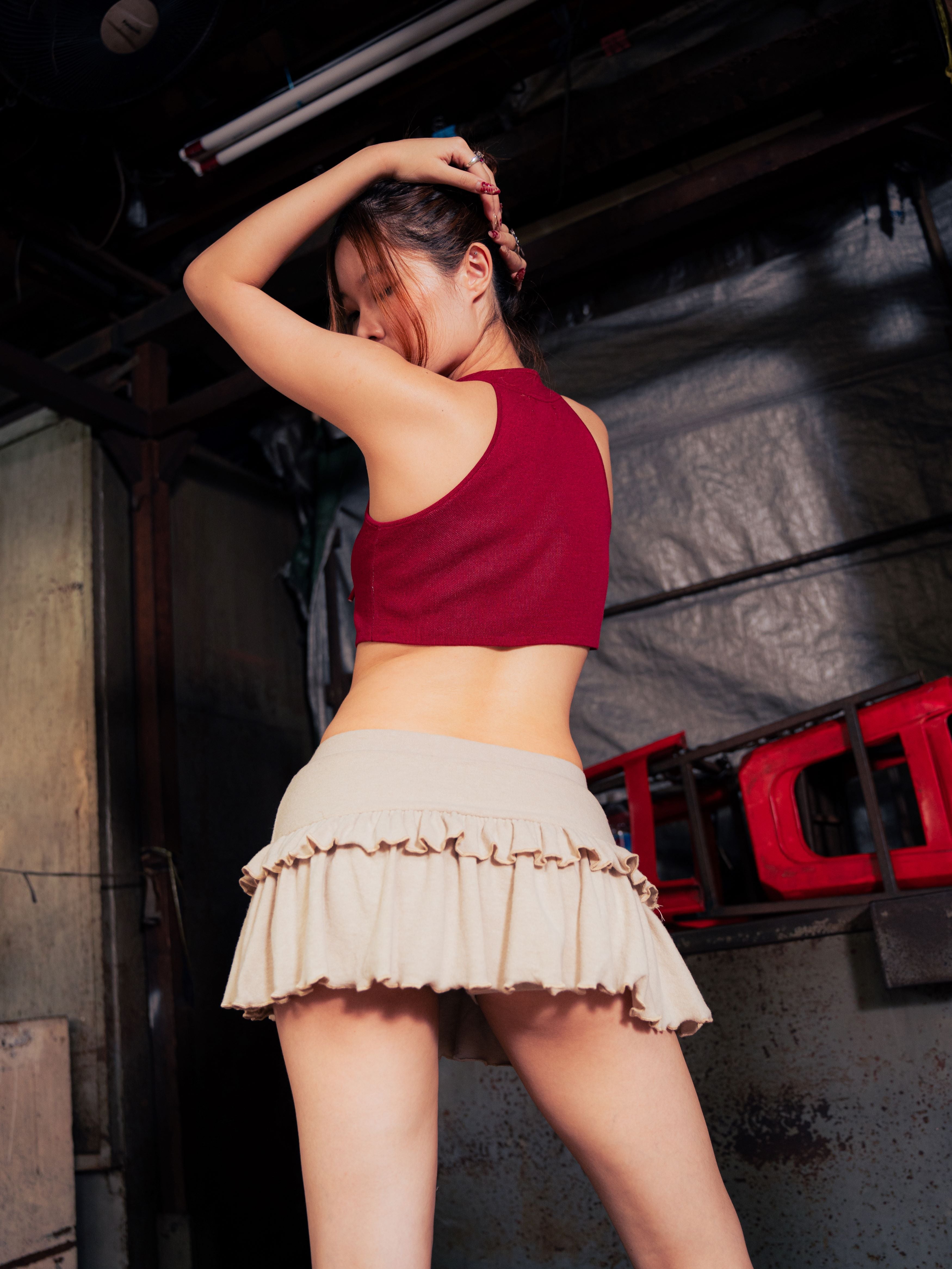 GG Beige Mini Flared Skirt