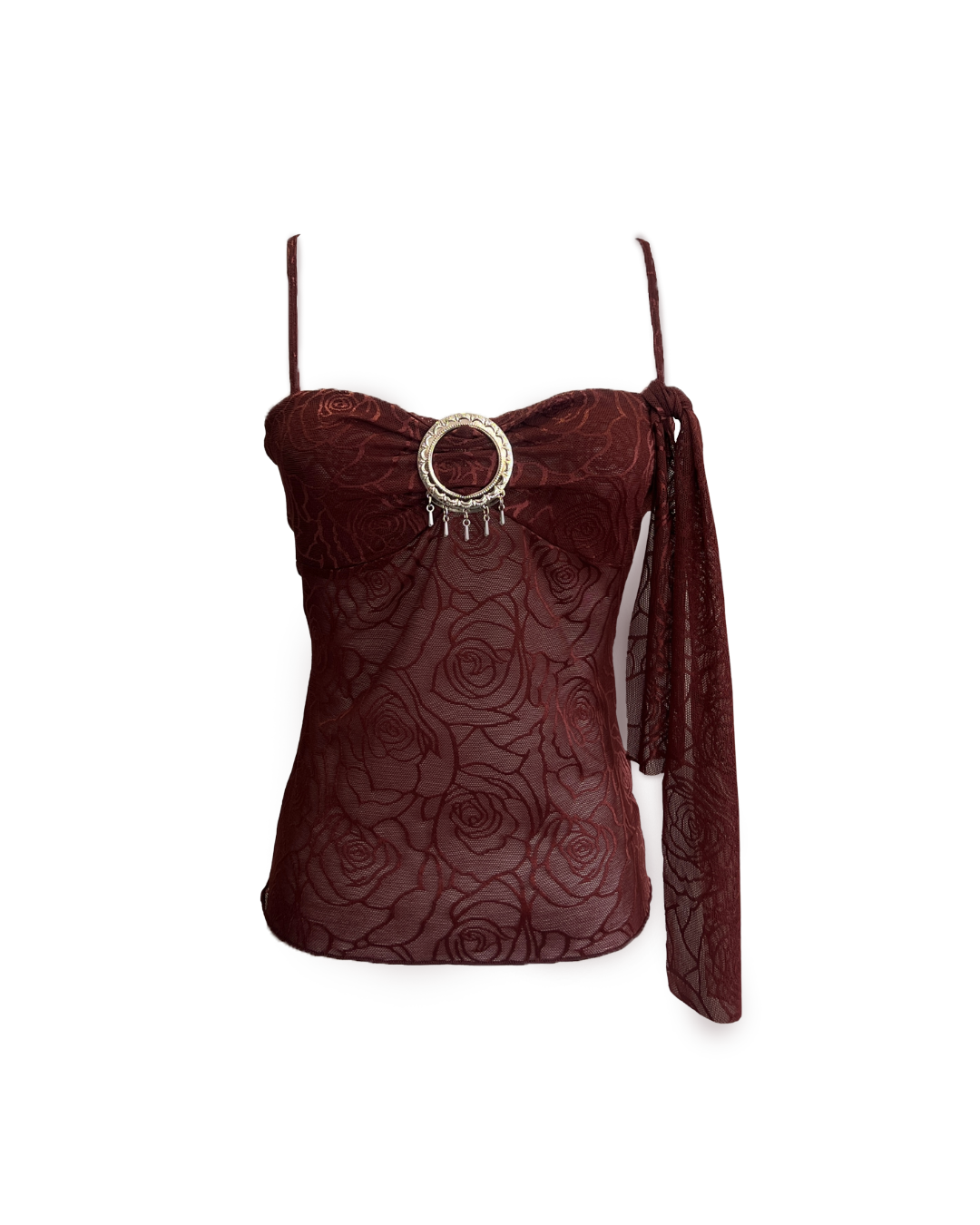 Brown Floral Lace Bandeau Camisole