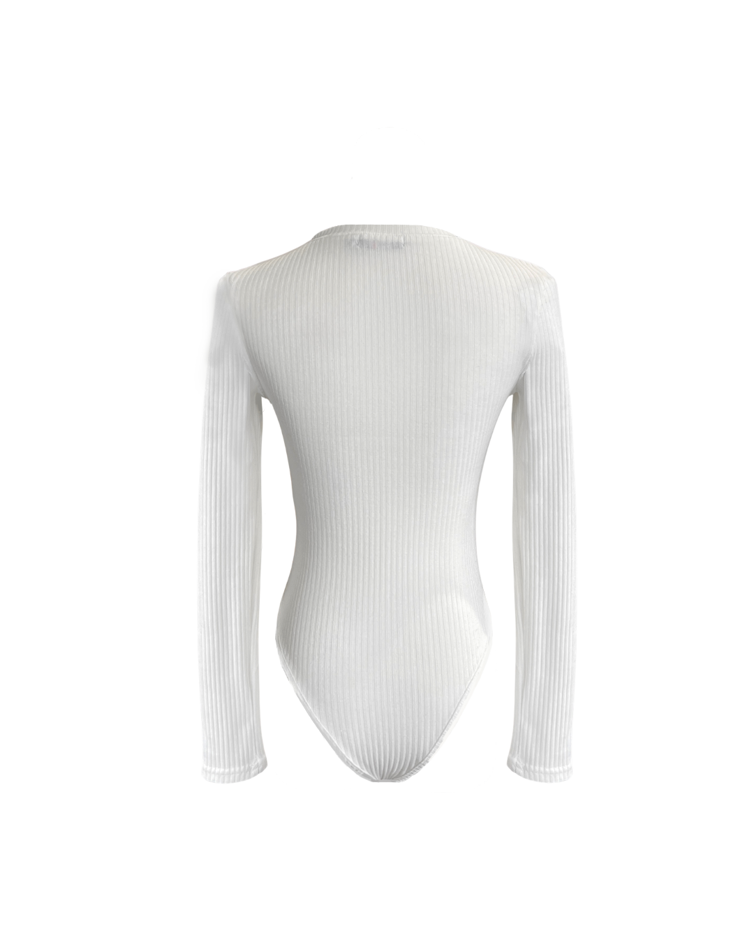 White Long Sleeve Ribbed Knit Bodysuit
