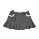 GG Grey Lace Trimmed Mini Flared Skirt