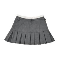 GG Grey Lace Trimmed Mini Flared Skirt