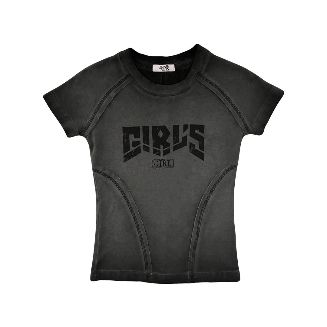 Girl'sGirl Greyish Black Basic Top