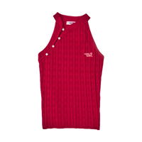 GG CNY Red Mandarin Oriental Button Tank Top