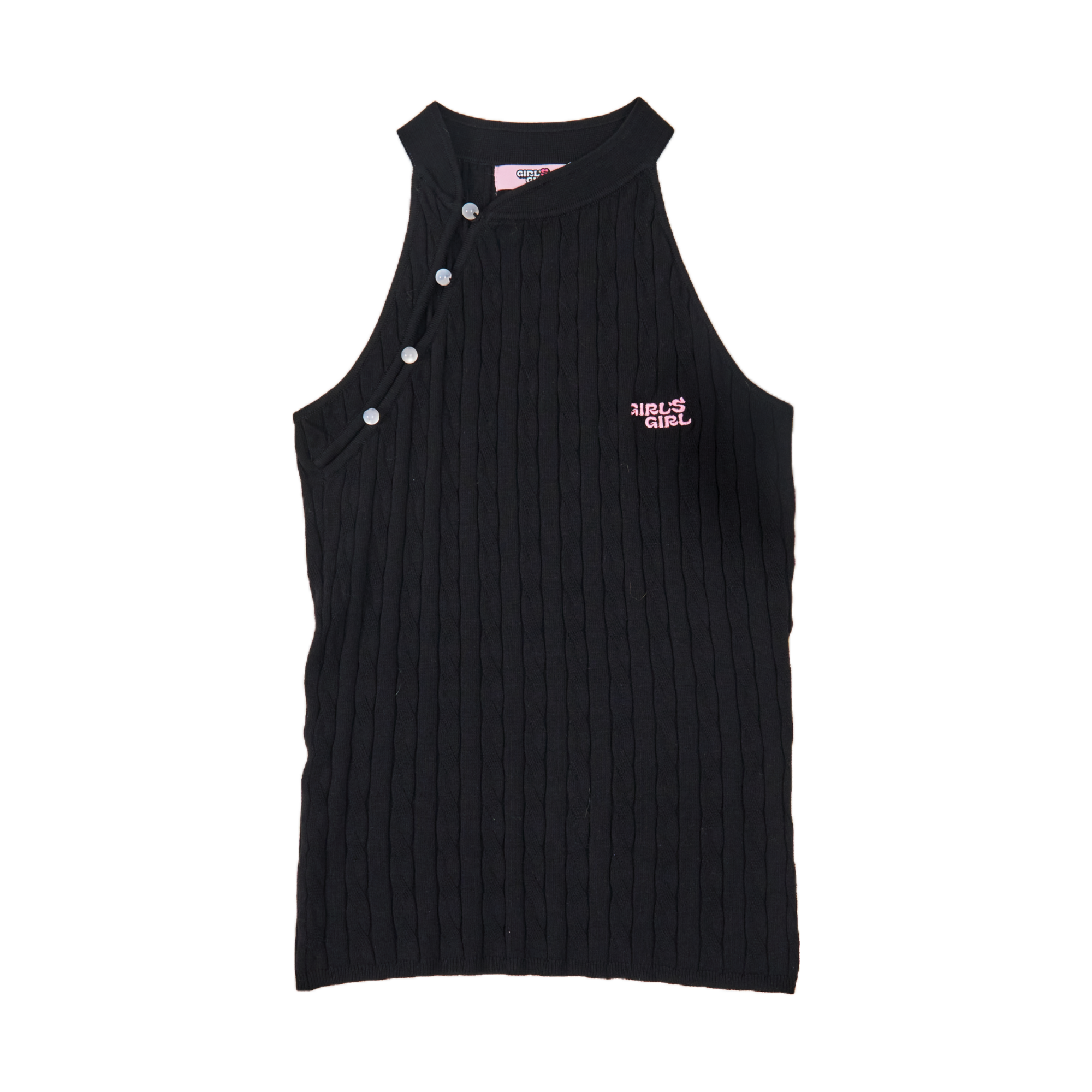 GG CNY Black Mandarin Oriental Button Tank Top