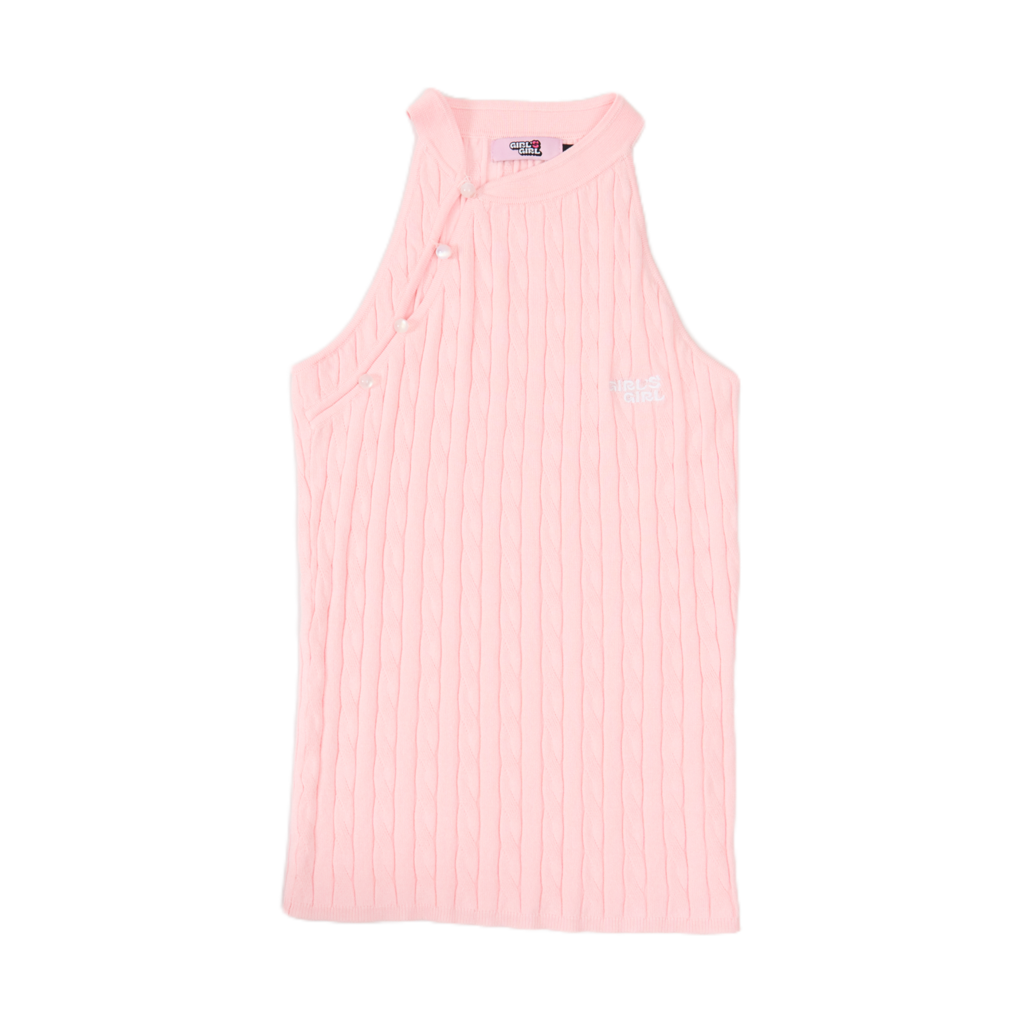 GG CNY Pink Mandarin Oriental Button Tank Top