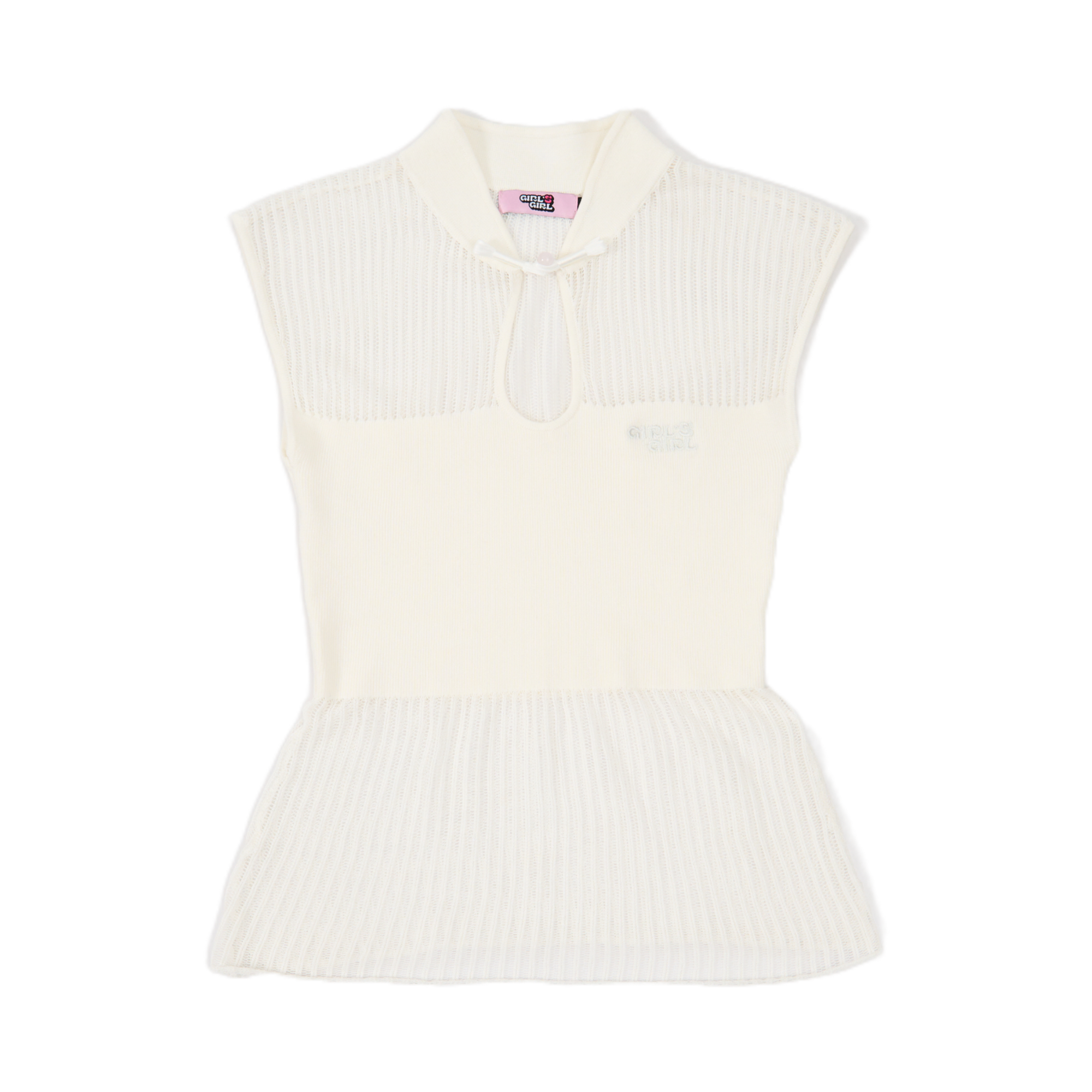 GG CNY White Knitted Sleeveless Top