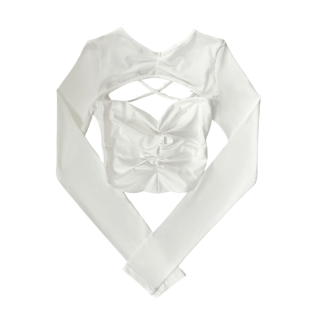 Girl'sGirl White Backless Long Sleeve