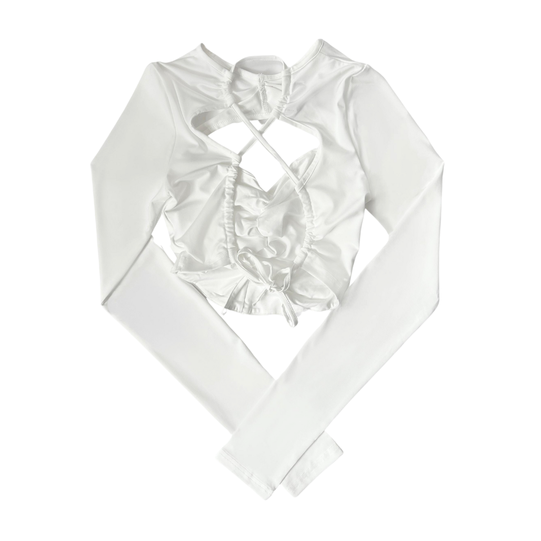 Girl'sGirl White Backless Long Sleeve