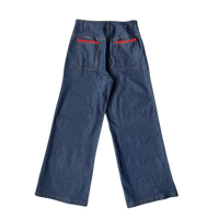 GG CNY Red Lace Trimmed Denim Pants
