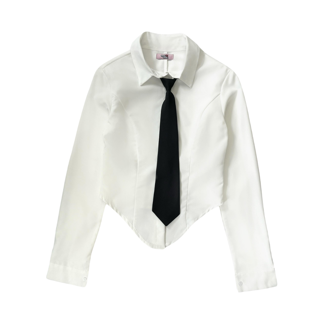 Girl'sGirl Solid Black Tie Shirt