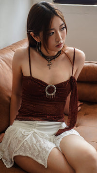 Brown Floral Lace Bandeau Camisole