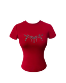 GG CNY Red Oriental Pearl Bow Tee