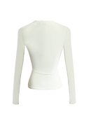 Girl'sGirl Cream White Slim Fit Long Sleeve Top