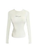 Girl'sGirl Cream White Slim Fit Long Sleeve Top