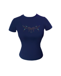 GG CNY Navy Blue Oriental Pearl Bow Tee