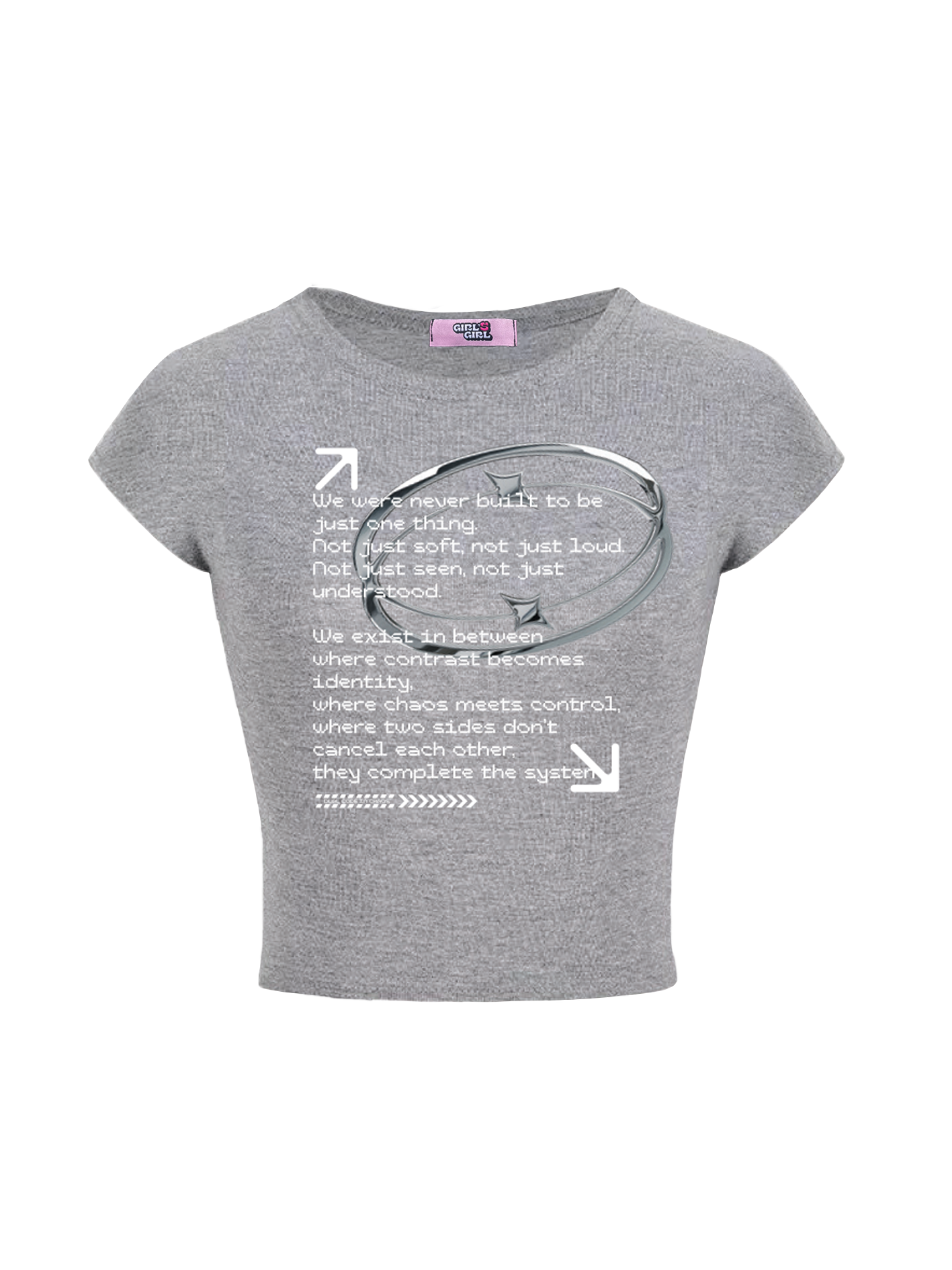 Girl'sGirl Grey Dualcode Notes Top