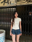 Girl'sGirl Beige Slim Fit Basic Top