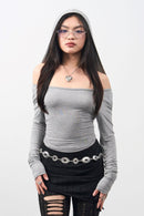 Girl'sGirl Hooded Off-Shoulder Top