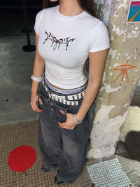 GG CNY White Oriental Pearl Bow Tee